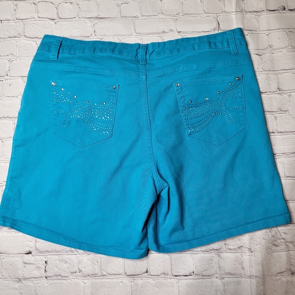 Faded Glory Turquoise Blue Shorts - Rhinestone Accents - Size 20W - Picture 2 of 10